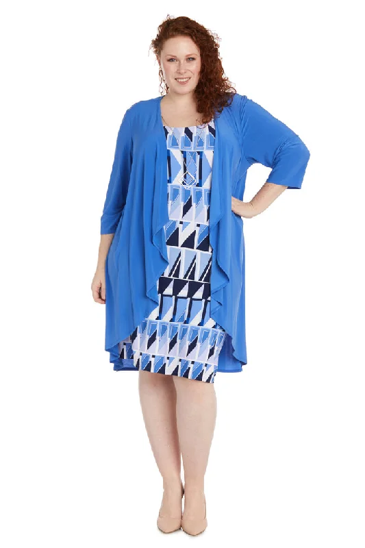 Plus size maternity dress for curvy moms - to - be R&M Richards 1027W Short Plus Size Mother of the Bride Jacket Dress