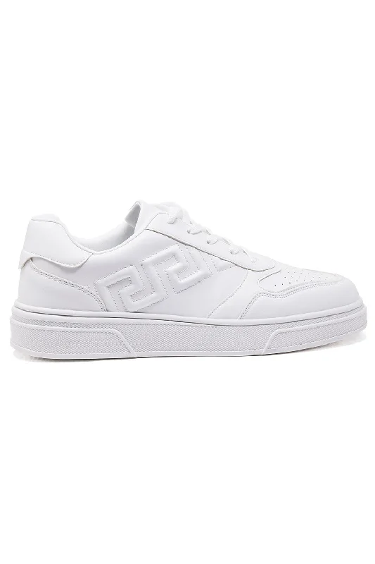 Barabas Men's Uproar White Greek Key Low Top Sneakers