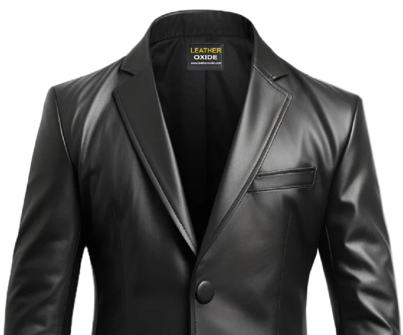 Men Black Leather Blazer - Leather Blazer for Men