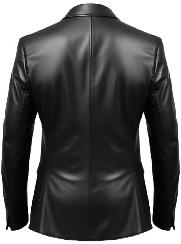 Men Black Leather Blazer - Leather Blazer for Men