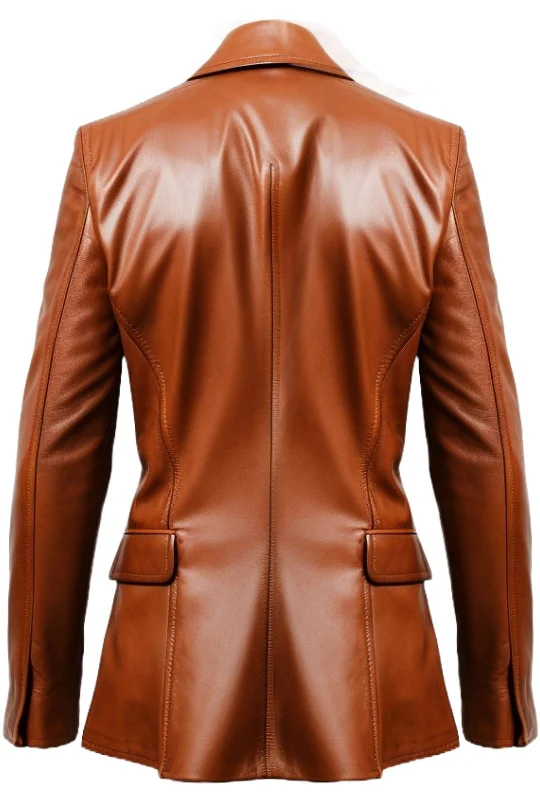 Men Brown Leather Blazer - Leather Blazer for Men