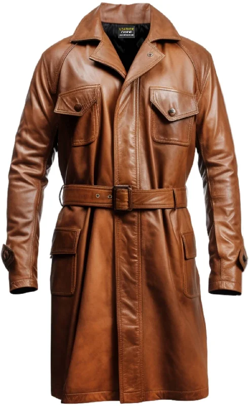 Men Brown Leather Coat- Leather Coat Brown for Men