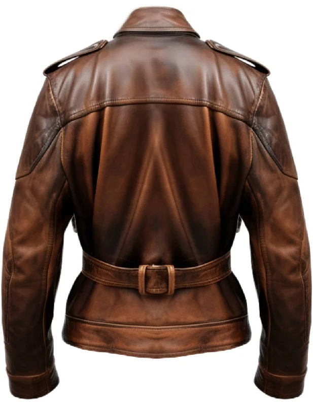 Men Military Style Vintage Leather Jacket