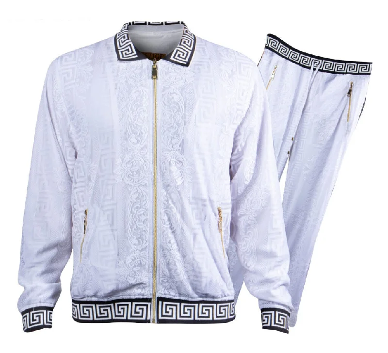 Prestige White Lace Greek Key Luxury Jogger Set