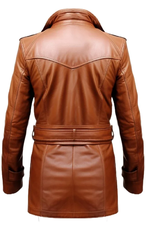 Tan Brown Leather Coat For Men