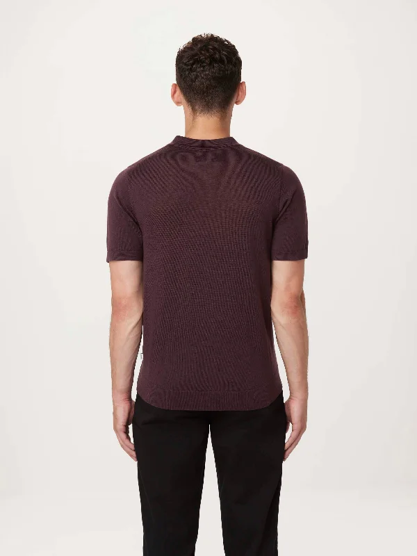 The Johnny Collar Merino Polo in Purple