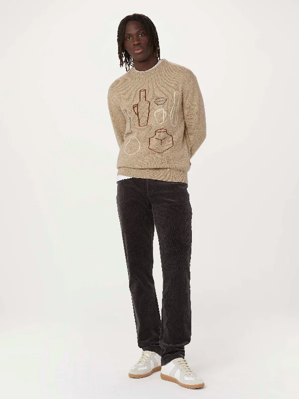 The Lambswool Intarsia Sweater in Natural Beige