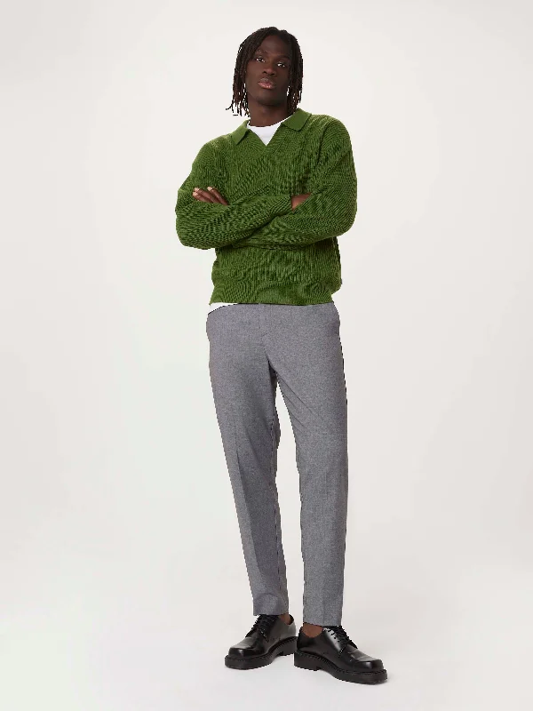 The Lambswool Johnny Collar Sweater in Green