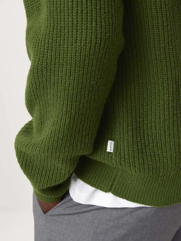 The Lambswool Johnny Collar Sweater in Green