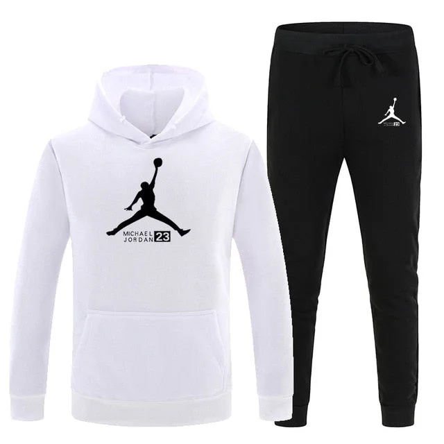 23 Print Autumn winter Hot Sale Men's Sets Hoodie+pants 2 Pieces Sets Casual Tracksuit Male Sportswear Gyms Fitness Sweatpants