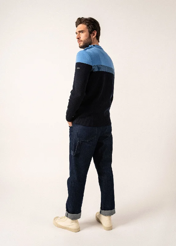 Aquitaine sailor jumper - regular fit, in wool (MARINE/OXYGENE)