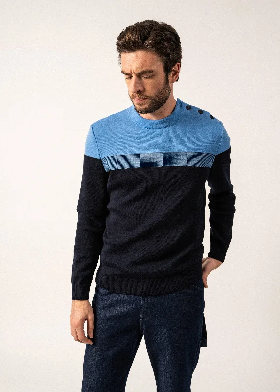 Aquitaine sailor jumper - regular fit, in wool (MARINE/OXYGENE)