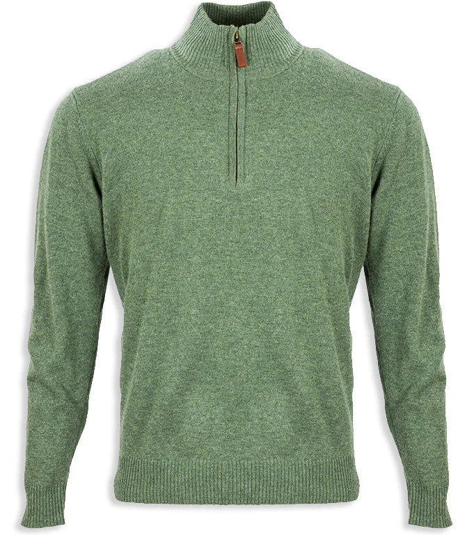 Aran Merino Wool Zip Neck Sweater