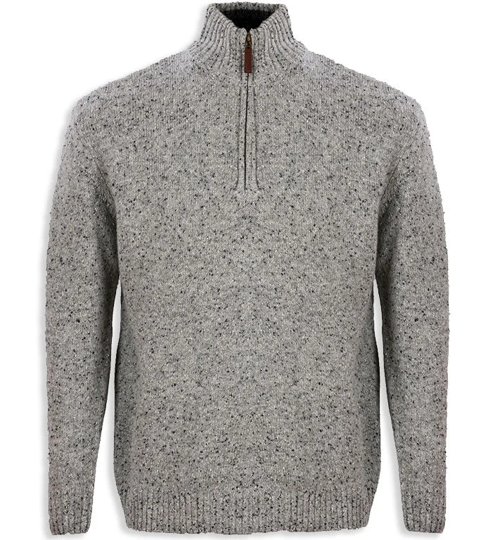 Aran Wool Zip Neck Sweater