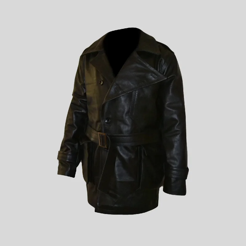 Aviator Flying Three Quarter Pilot Black Genuine Leather Coat