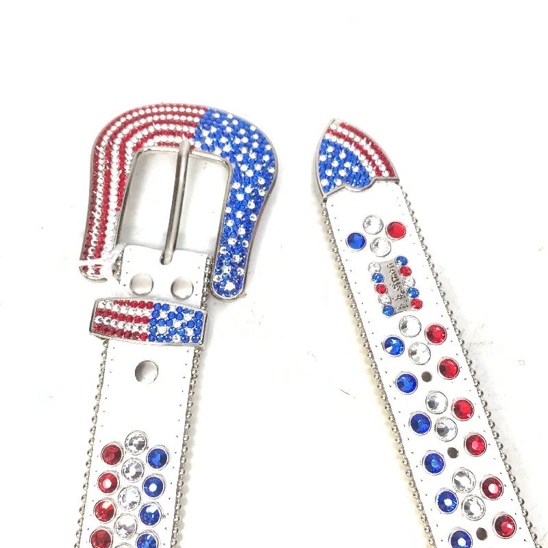 b.b. Simon American Flag White Fully Loaded Crystal Belt