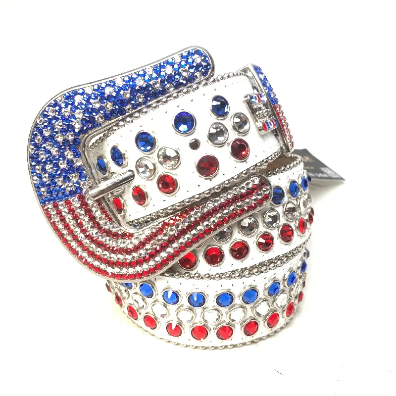 b.b. Simon American Flag White Fully Loaded Crystal Belt