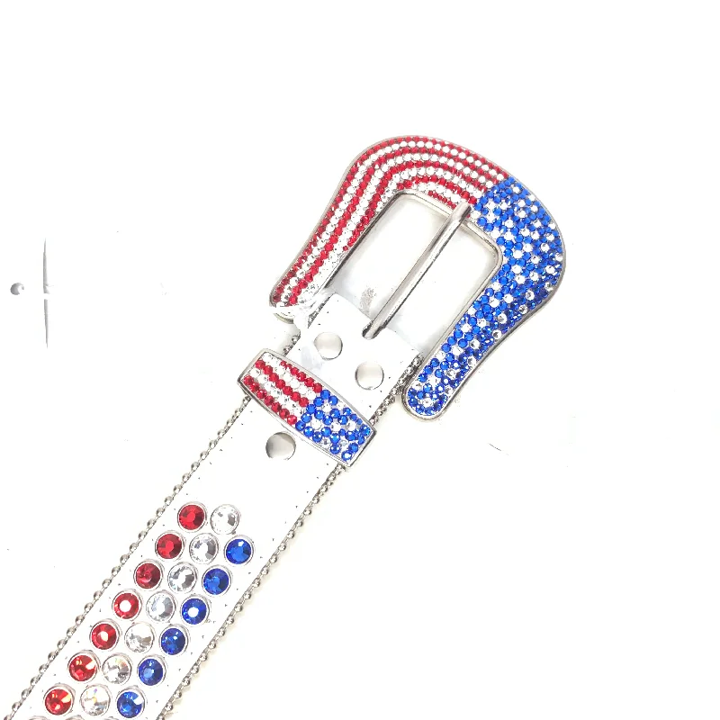 b.b. Simon American Flag White Fully Loaded Crystal Belt