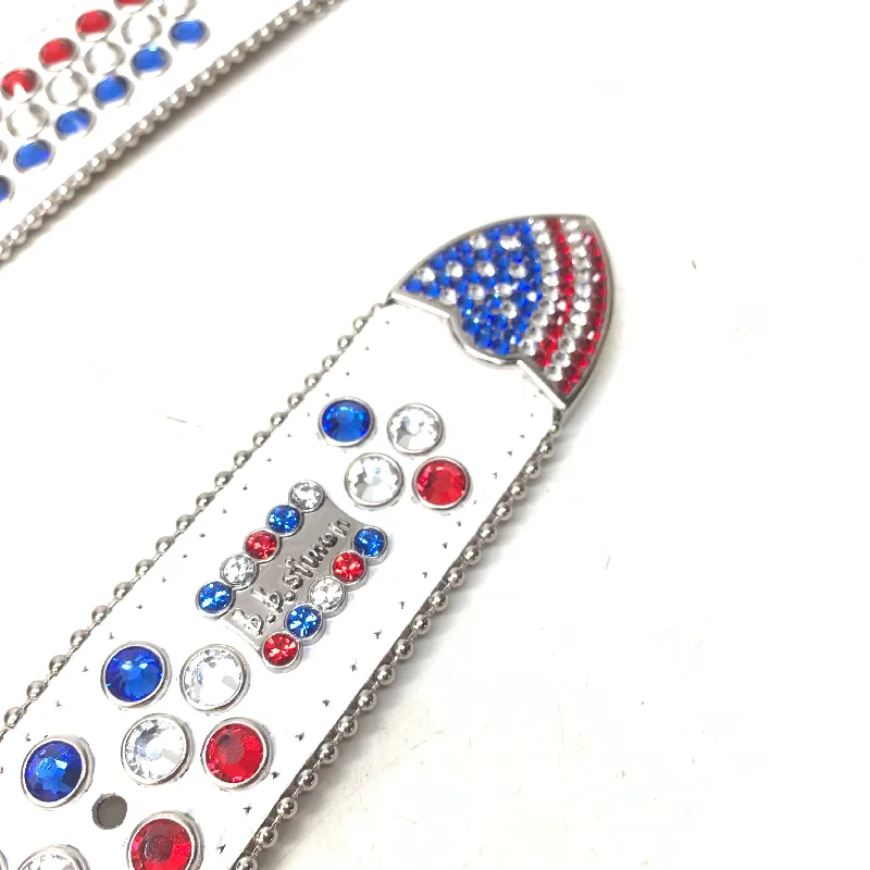 b.b. Simon American Flag White Fully Loaded Crystal Belt