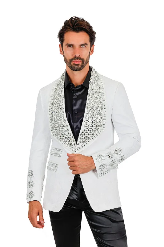 Barabas Elite White POSITIVE ARTISTIC Crystal Blazer