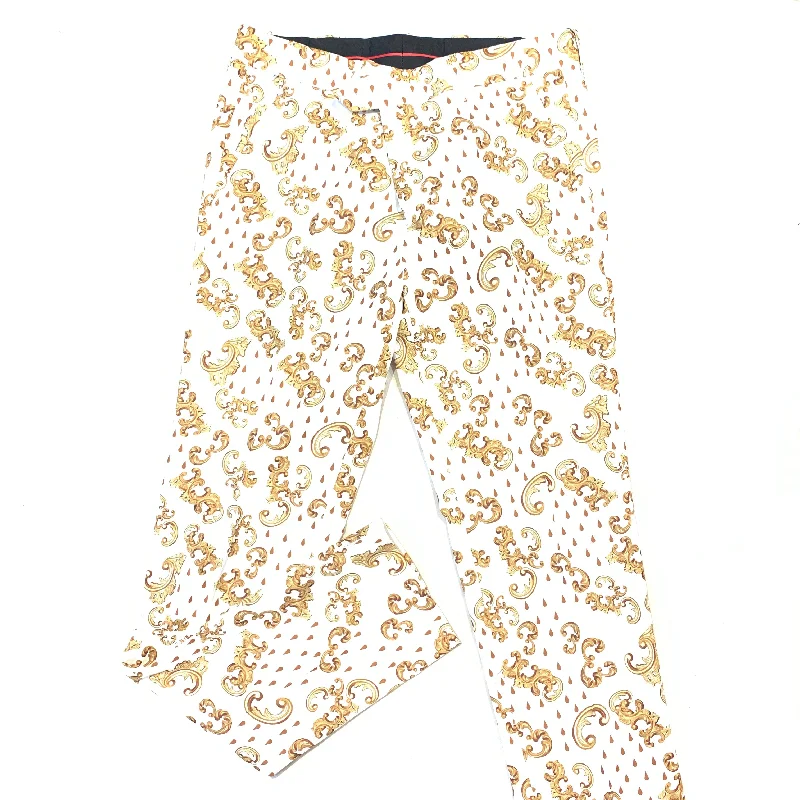 Barabas White Gold Royal Print Dress Pants