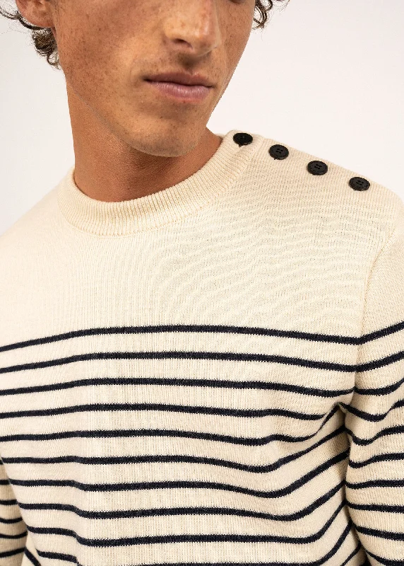 Binic striped sailor jumper - regular fit, in pure new wool (ECRU/MARINE)