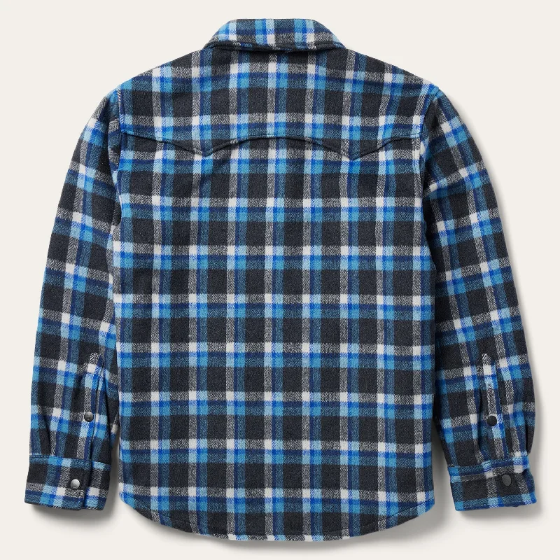 Blue Plaid Quilted Shirt Jacket