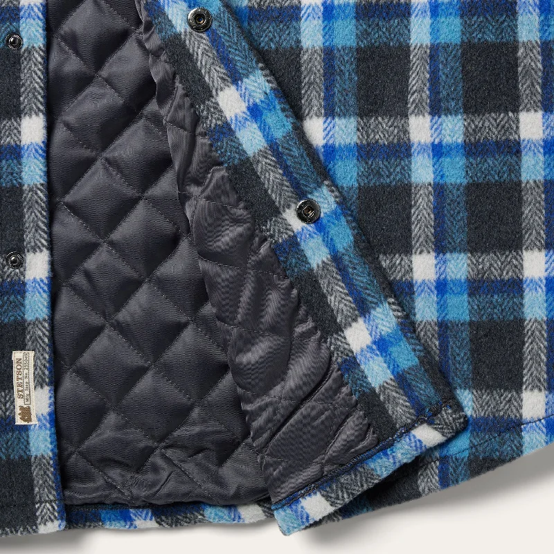 Blue Plaid Quilted Shirt Jacket