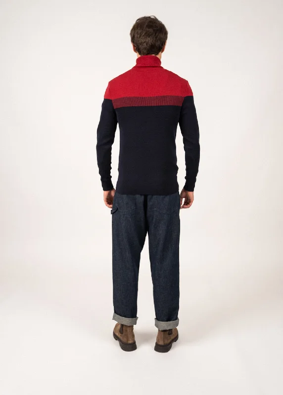 Bretagne Roulé sailor jumper - turtleneck, in wool (MARINE/PERSAN)