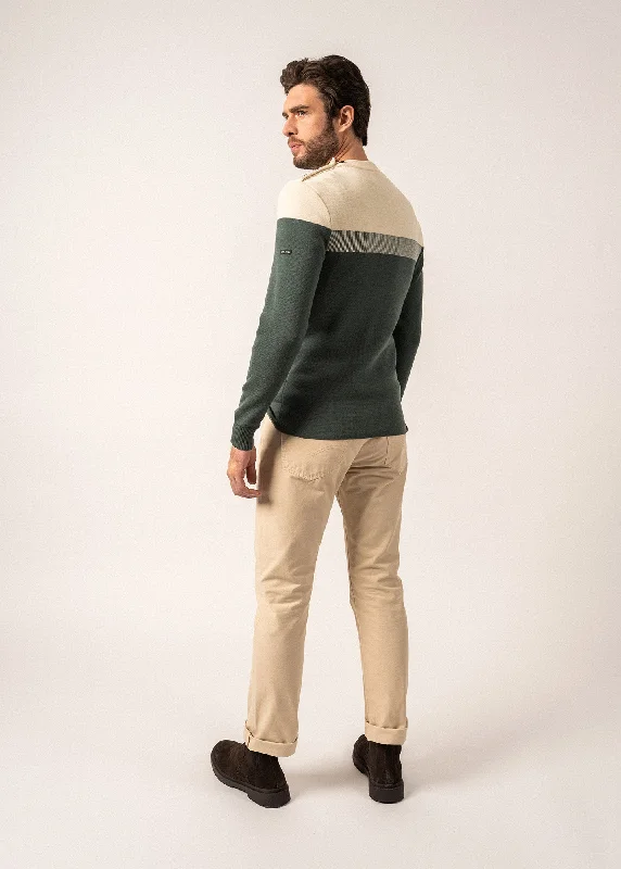 Bretagne sailor jumper - slim fit, in pure new wool (VEGETAL/ECRU)