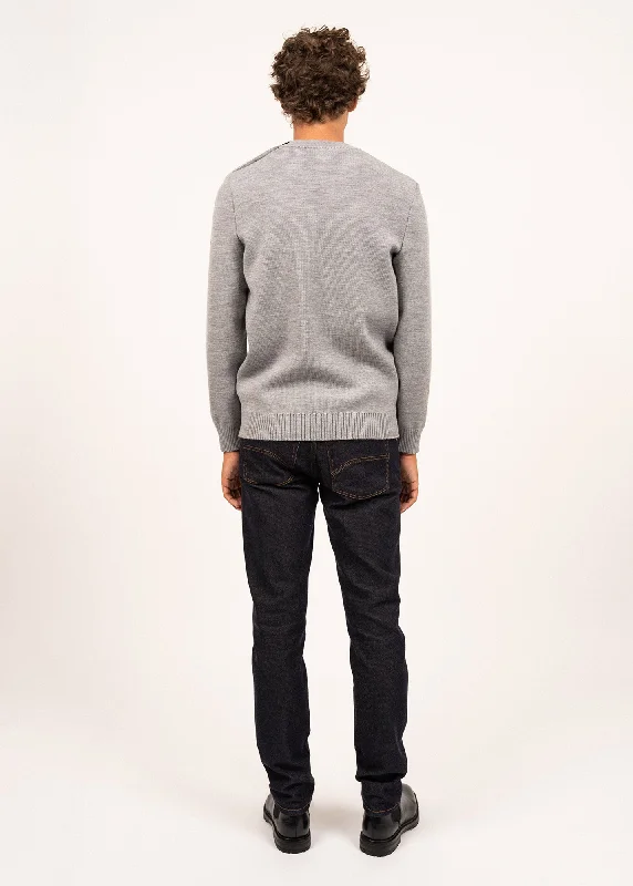 Cancale sailor jumper - regular fit, in pure new wool (GRIS CLAIR)