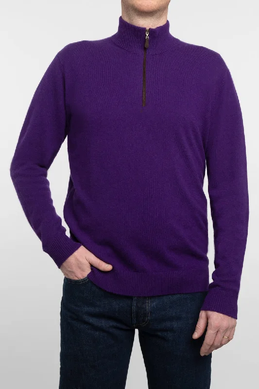 Kinross Suede Trim 1/4 Zip in Husky Purple