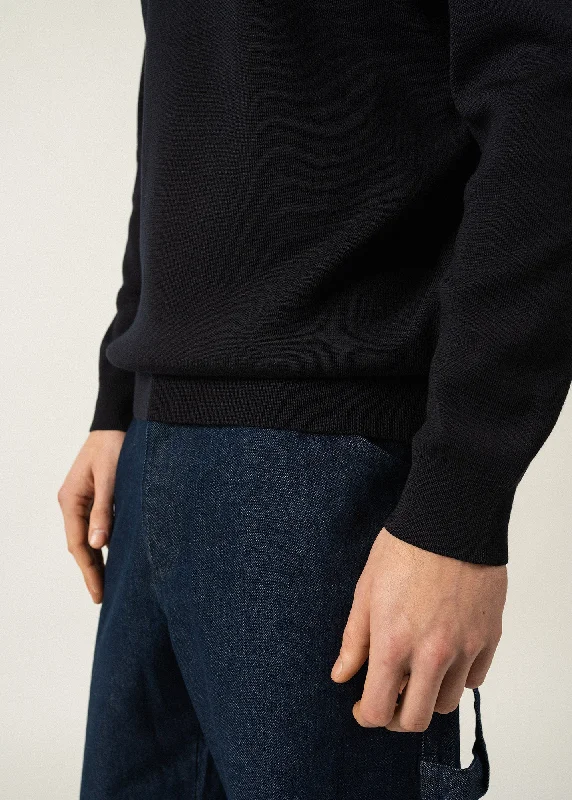 Cruiser round neck jumper - in soft wool (NAVY)