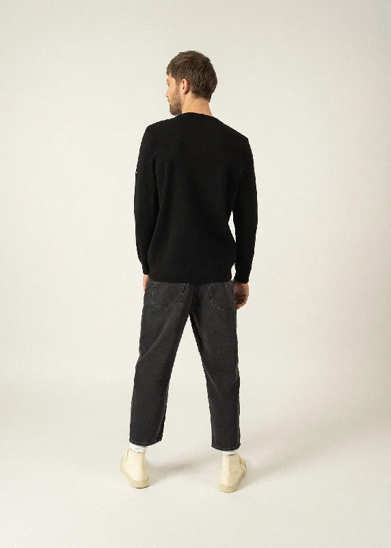 Cruiser round neck jumper - in soft wool (NOIR)