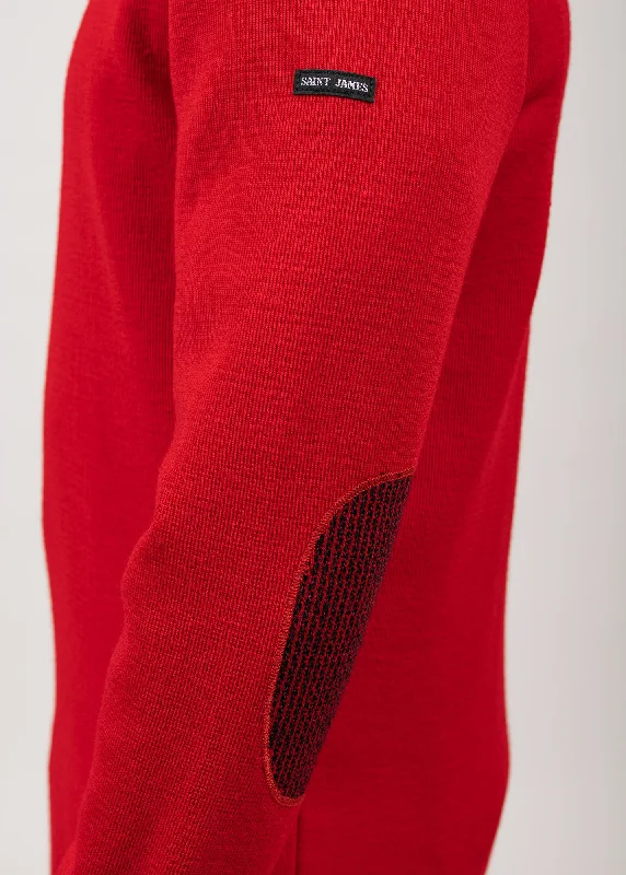 Dinan sailor jumper - with jacquard elbow patches, in pure new wool (ROUGE)