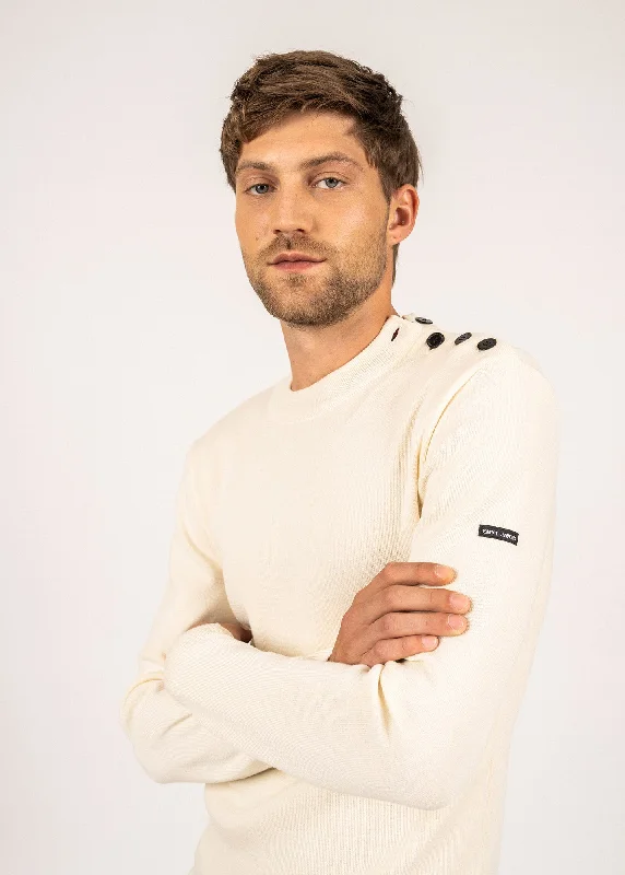 Estran wool sailor jumper - in thin knit, shoulder buttoning (ECUME)