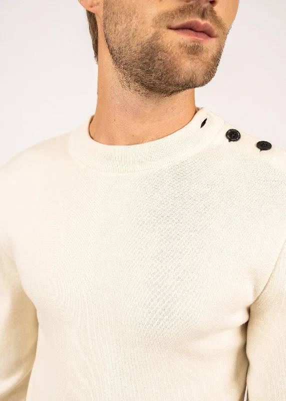 Estran wool sailor jumper - in thin knit, shoulder buttoning (ECUME)