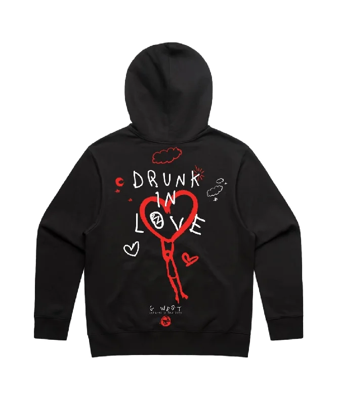 G-West Men's Life Styles Printed Drunk In Love Hoodie Sweatshirt