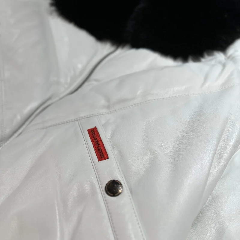 Goose Country White Lambskin Fox Fur Puffer Jacket