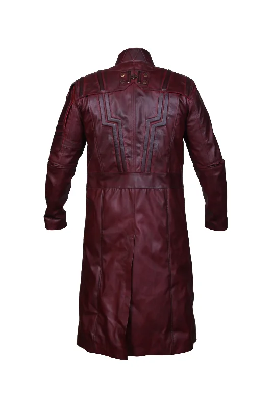 Men's New American Trench Maroon Leather Coat