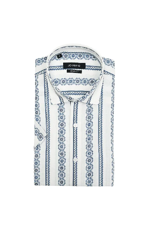 Johnny Q J 120-S White/Blue Button Up Shirt