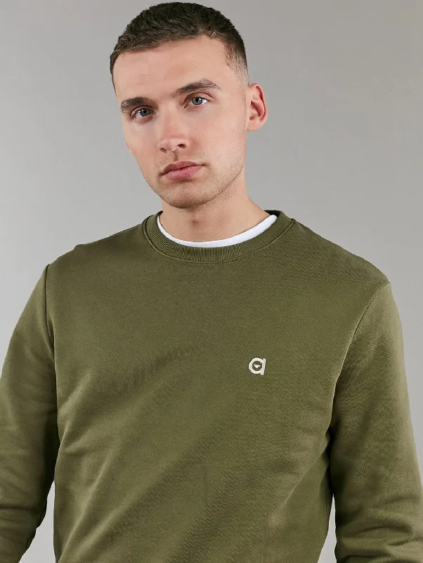 Crew Neck Organic Cotton Sweatshirt | Khaki