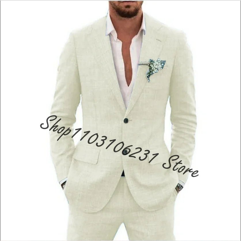 Male Jacket Pants Casual Groom Tuxedos Wedding Men's Suits