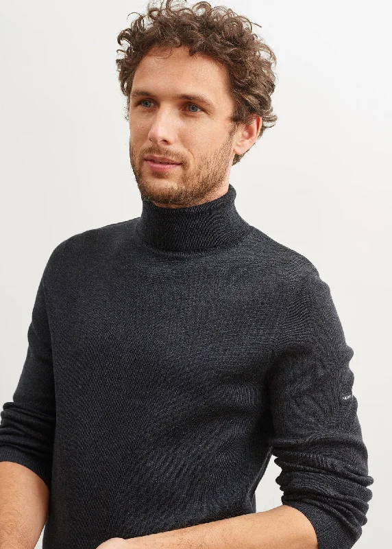 Lery jumper - high neck, in plain wool (ANTHRACITE)