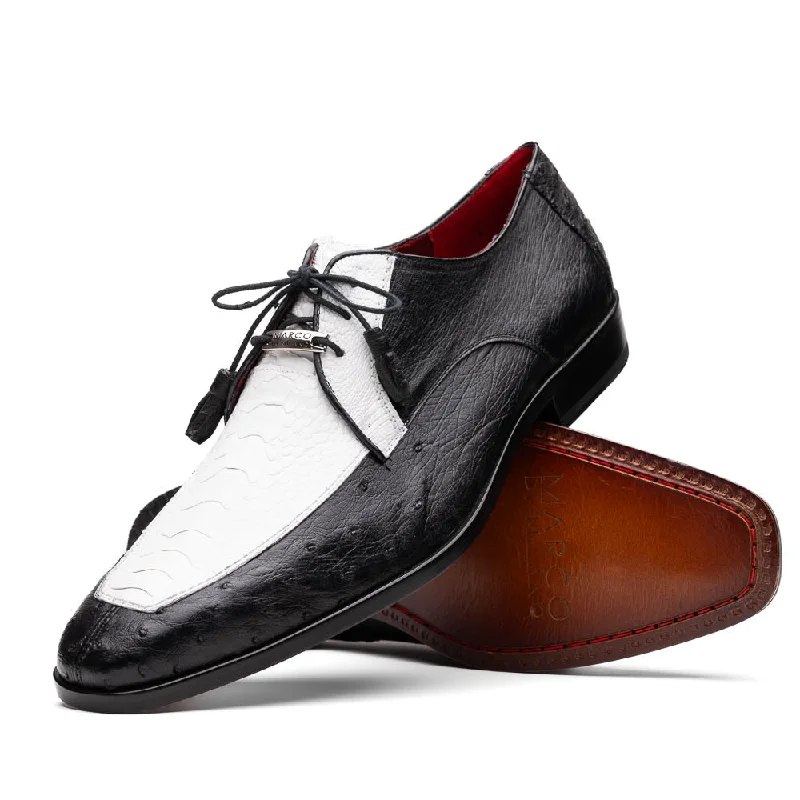 Marco Di Milano Andretti White / Black Ostrich Leg Dress Shoes