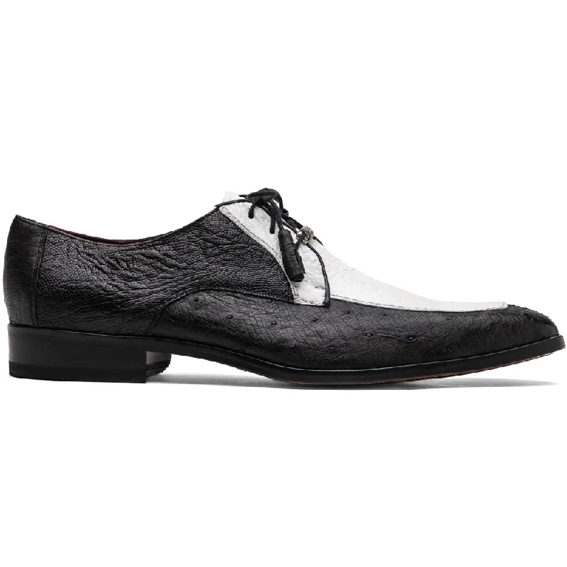 Marco Di Milano Andretti White / Black Ostrich Leg Dress Shoes