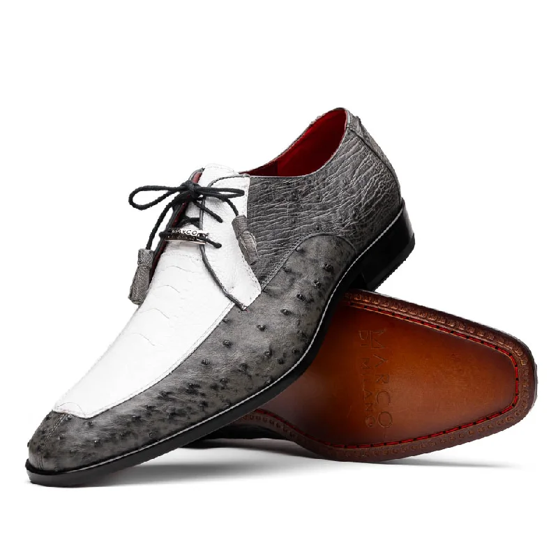 Marco Di Milano Andretti White / Grey Ostrich Leg Dress Shoes