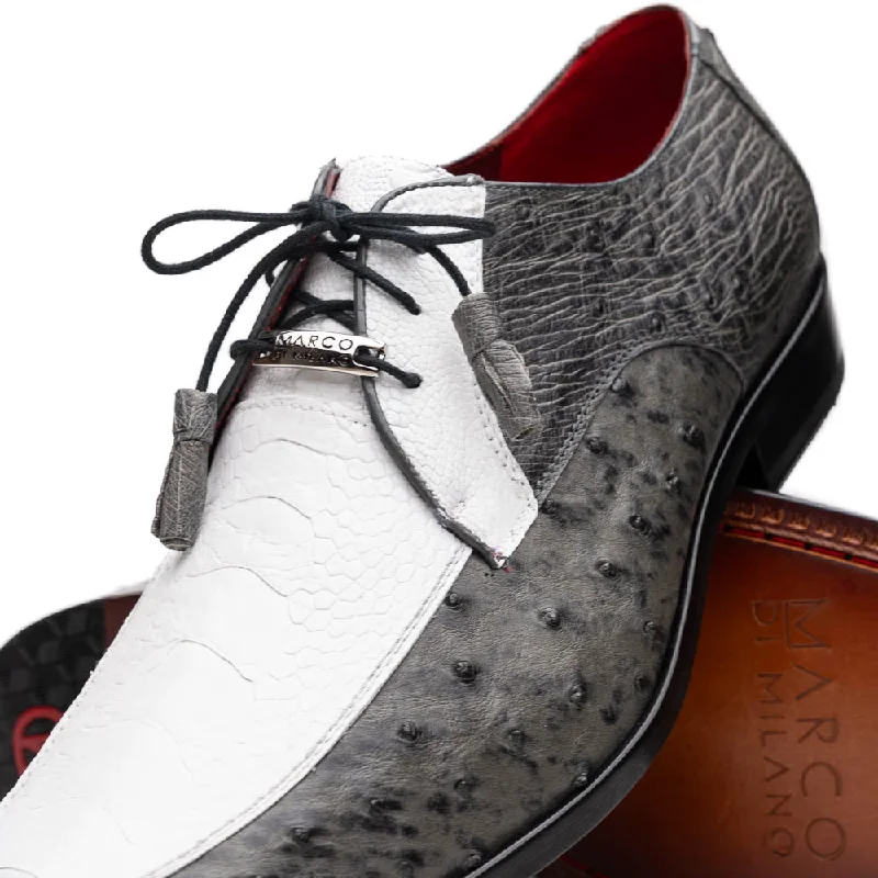 Marco Di Milano Andretti White / Grey Ostrich Leg Dress Shoes