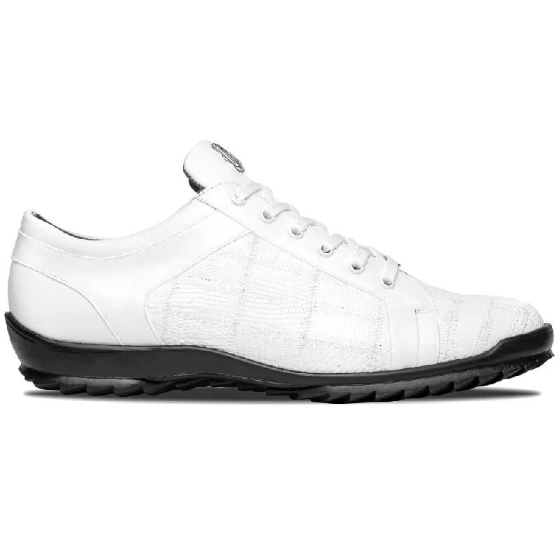 Marco Di Milano Bari White Lizard Patchwork Leather Sneakers