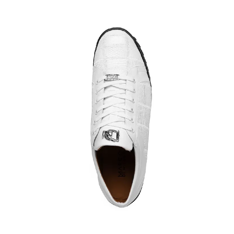 Marco Di Milano Bari White Lizard Patchwork Leather Sneakers